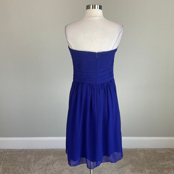 Ralph Lauren Strapless Pleated Chiffon A-Line Mini Cocktail Dress Purple Size 6 - Picture 6 of 13
